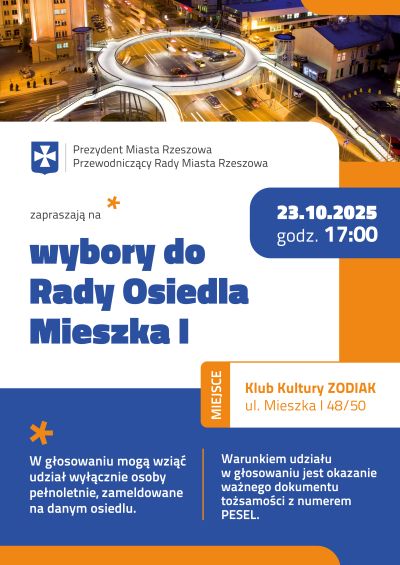 grafika promująca wybory do rady osiedla 2025 - Mieszka I